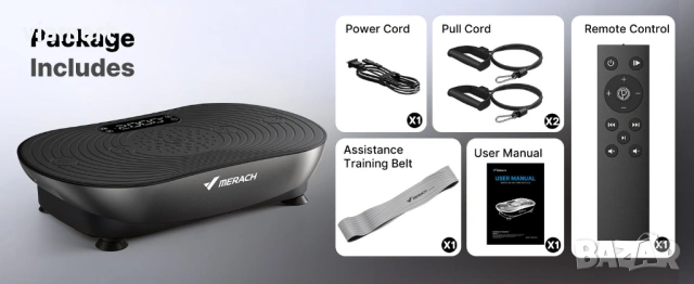 Вибро платформа MERACH V33 Black, Вибрираща платформа за отслабване, снимка 10 - Други спортове - 53464285