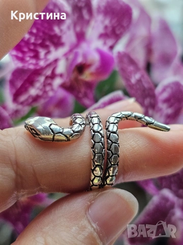 Сребърен пръстен Змия, снимка 3 - Пръстени - 53904830