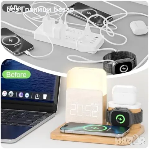 Нова Зарядна станция с аларма, лампа и MagSafe за iPhone/Watch/Pods, снимка 6 - Друга електроника - 49659902