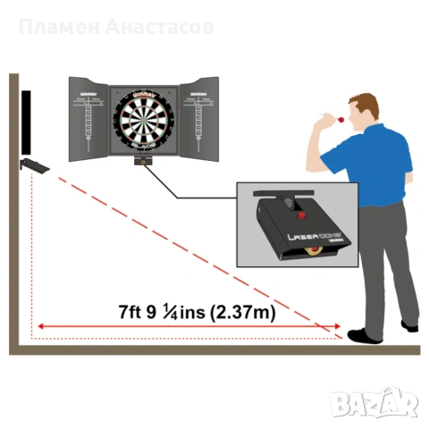 Winmau Laser Oche – лазерна линия за хвърляне на дартс, снимка 5 - Други спортове - 53711381