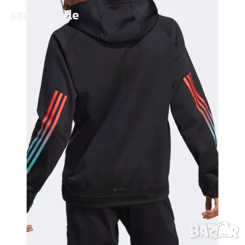 Мъжки суитчър ADIDAS Train Icons 3-Stripes Fleece Hoodie Black, снимка 2 - Суичъри - 48639194