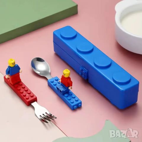 Лъжичка и виличка с дръжка във форма на блокче тип Лего Lego, снимка 6 - Образователни игри - 45675801