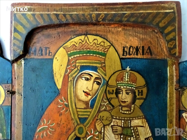 Православна дървена икона - триптих, снимка 4 - Антикварни и старинни предмети - 51859248