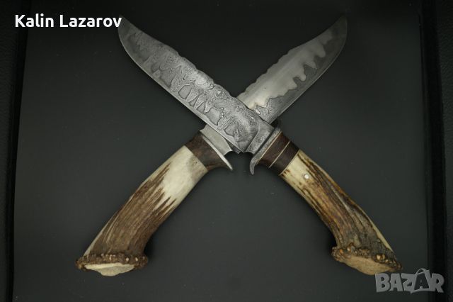Ръчно изработени ножове от дамаска стомана, сакс от неръждаема стомана, снимка 1 - Ножове - 37276535