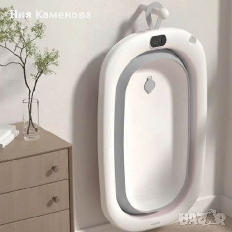 Сгъваема бебешка вана с термометър и възглавница, снимка 5 - За банята - 53012986
