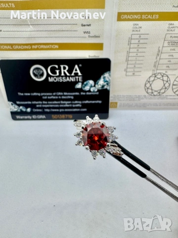 Сребърен пръстен с мойсанит (Диамант) 2 карата, снимка 12 - Пръстени - 54091843