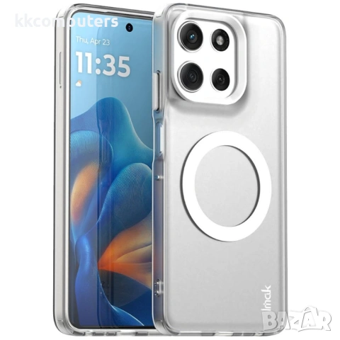 Магнитен Калъф IMAK за Motorola Moto G56 5G - PC + TPU, Тънък профил, Вкл. Протектор - 2 Цвята (Бял,