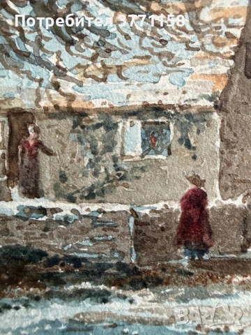 Оригинален акварел (1824 г.) - Уилям Коуен, снимка 4 - Картини - 54097892