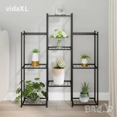 vidaXL Стойка за цветя, 83x25x100 см, черна, желязо(SKU:3431231), снимка 2 - Други - 48659965