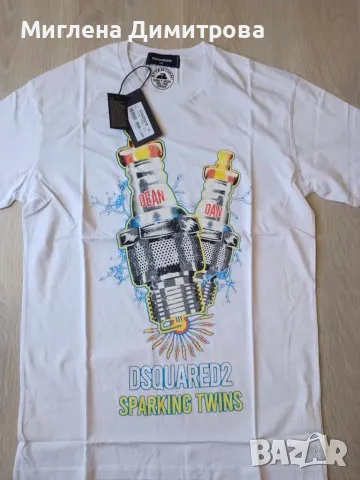 Мъжка памучна тениска DSQUARED2 WHITE размер 2XL, снимка 2 - Тениски - 50401528