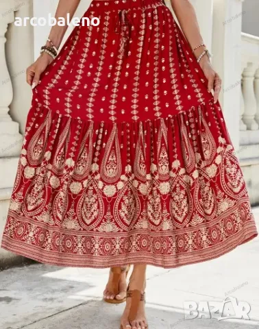 Дамска бохемска празнична пола с висока талия, 3цвята , снимка 4 - Поли - 49623203