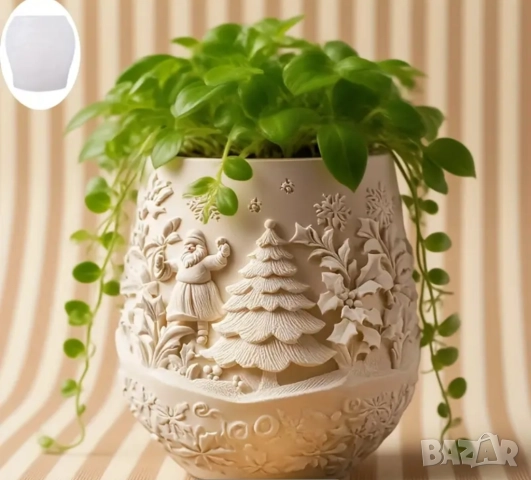 Молд кашпа с коледна елха , снимка 2 - Форми - 51563025