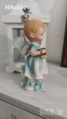 Винтидж порцеланов ангел с акордеон Vintage Angel Musician Playing Accordion Figurine , снимка 2 - Колекции - 51627540