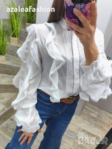 Бяла дамска риза, снимка 3 - Ризи - 52686401