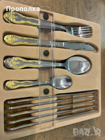 Прибори с ефектен, бароков релеф за шест души, стари -24бр., снимка 6 - Прибори за хранене, готвене и сервиране - 53681106