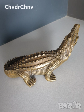25см-3кг стара китайска статуетка/бронзова скулптура/малка фигура на крокодил-алигатор, снимка 2 - Статуетки - 52905730