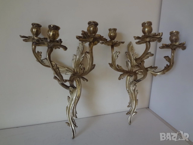 Комлект големи изящни свещници от Виена, снимка 3 - Антикварни и старинни предмети - 53527216