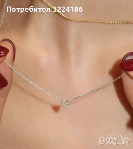 Сребърно колие Сърце с камъчета от цирконий, снимка 3 - Колиета, медальони, синджири - 52643422