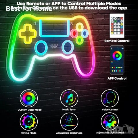 Неонови табели Rysker за стенен декор с 200+ RGB светлини, снимка 2 - Лампи за стена - 53435445