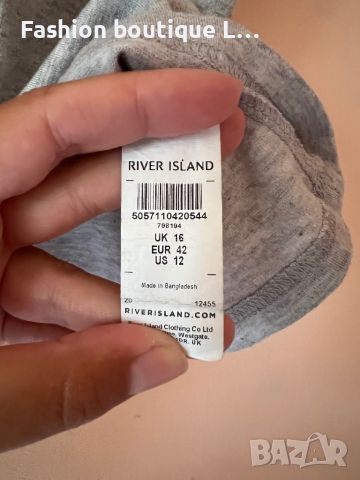 River Island Сива тениска с щампа 42 размер 50% памук 🩶, снимка 3 - Тениски - 45421993