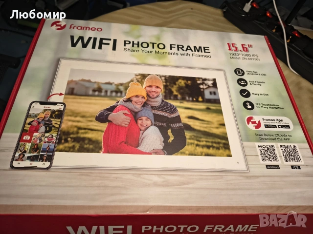 15,6-инчова FRAMEO цифрова фоторамка с 1920x1080 FHD IPS LCD сензорен екран, двоен WiFi, споделяне , снимка 4 - Други стоки за дома - 53993933