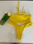 Нов бански костюм сет от две части лимонено жълт комплект сет рипс рипсен висока талия , снимка 1 - Бански костюми - 46008099