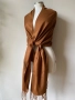 Кафяв, голям Шал от 100 % кашмир, цвят светъл карамел, снимка 2