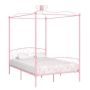 vidaXL Рамка за легло с балдахин, розова, метал, 120x200 cм(SKU:284488