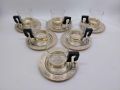 6 огнеупорни стъклени чашки за кафе и 6 алуминиеви чинийки, от СССР 80те години, снимка 1 - Сервизи - 45231775