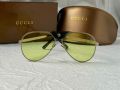 Gucci 2024 мъжки слънчеви очила авиатор с кожа 5 цвята, снимка 10