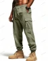 Мъжки ленени ежедневни спортни панталони с маншети и с множество джобове, 4цвята , снимка 4