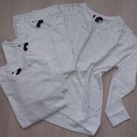 Памучна снежнобяла блуза с накъсан ефект и с леко удължен гръб, снимка 1 - Тениски - 45216087
