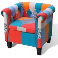 vidaXL Фотьойл с пачуърк дизайн, текстил（SKU:241027, снимка 1 - Дивани и мека мебел - 45088916