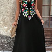 Елегантна рокля, Черна рокля, Флорална рокля, снимка 1 - Рокли - 45158796