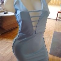 Като нова!Къса светло синя дамска еротична рокля, снимка 2 - Рокли - 45844765