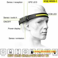 LED челник за глава със сензор за движение, тип фенер - КОД W689-1, снимка 4 - Лед осветление - 45192005