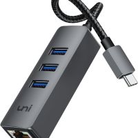 Чисто нов УСБ Хъб UNI USB-C to Ethernet Adapter, USB-C Hub with RJ45, снимка 1 - Кабели и адаптери - 45094015