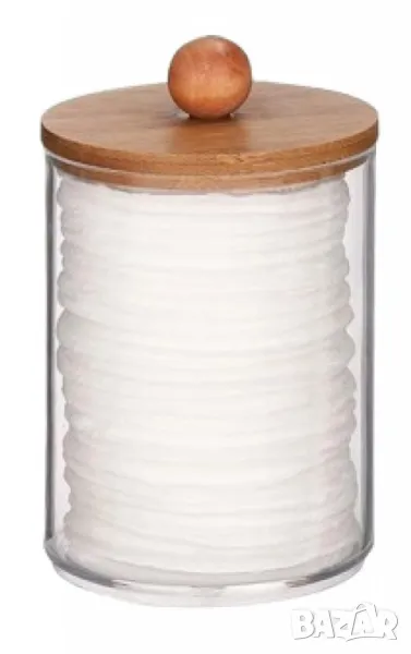 Стилен прозрачен контейнер за съхранение с бамбуков капак, снимка 1