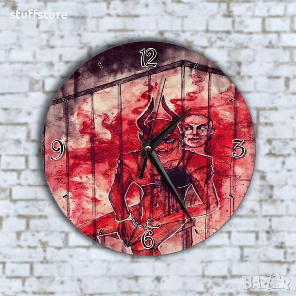 Стенен Часовник - Арт Дявол С Белезници В Килия, снимка 1