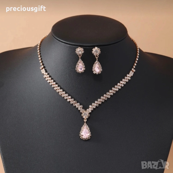 Комплект бижута от две части - колие и обеци, снимка 1