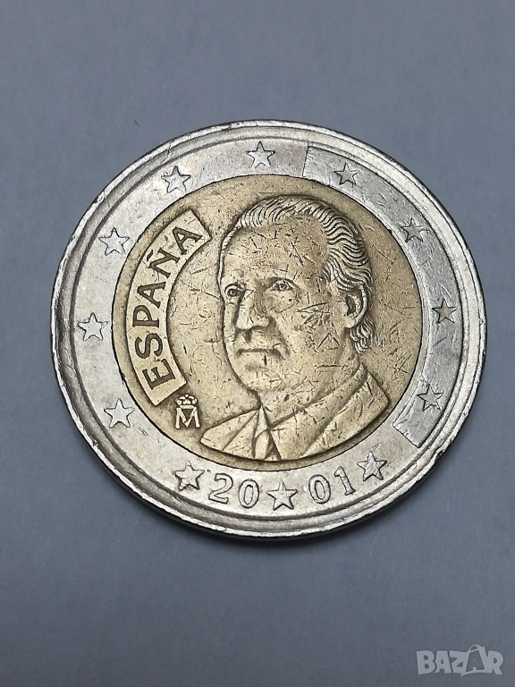 монета /куриоз/ 2 евро Испания 2001 г., снимка 1