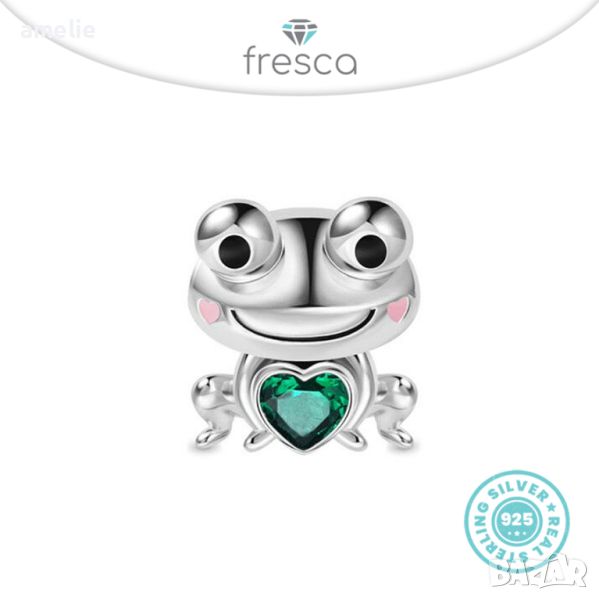 Талисман Fresca по модел тип Пандора сребро проба 925 Pandora Stone Frog Charm. Колекция Amélie, снимка 1