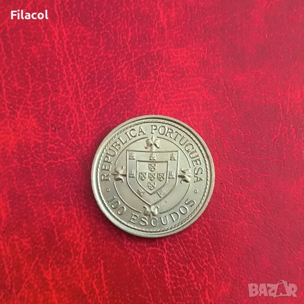 Португалия 100 ескудо 1987 Нуно Триштао, снимка 1