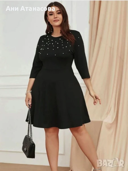 Черна рокля с перли , снимка 1