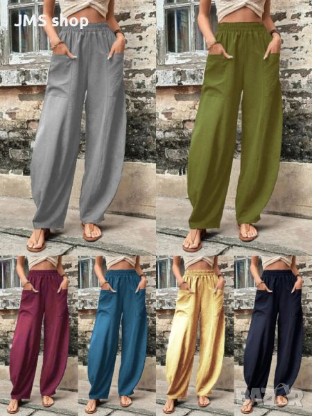 Дамски улични ежедневни едноцветни панталони с цял джоб и пачуърк, 11цвята , снимка 1