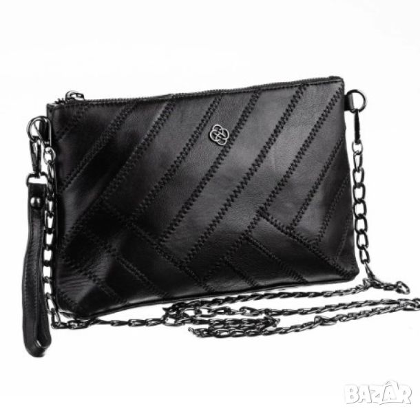Модерна дамска чанта от ест. к. в елегантен дизайн с метлна дръжка за рамо тип синдцир 32/20см, снимка 1