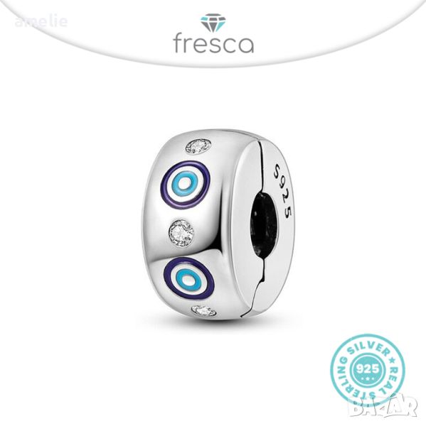 Талисман Fresca по модел тип Пандора сребро проба 925 Pandora Geoclips Charm. Колекция Amélie, снимка 1