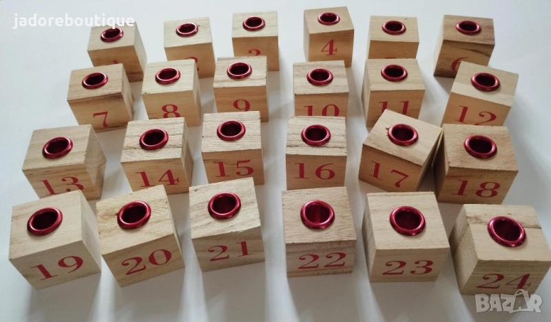 24 броя дървени свещници за коледен адвент календар, снимка 1