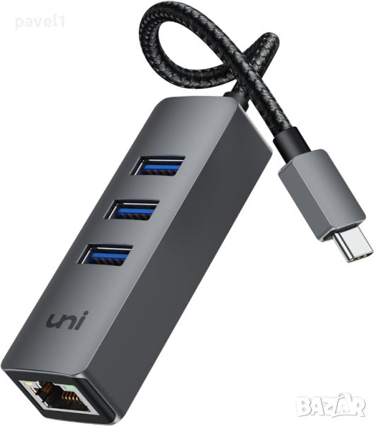 Чисто нов УСБ Хъб UNI USB-C to Ethernet Adapter, USB-C Hub with RJ45, снимка 1