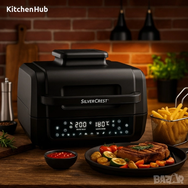Уред 2 в 1 SilverCrest Air Fryer with Grill – хрупкаво, вкусно и без мазнина, снимка 1